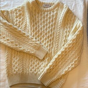 Vintage Cream Cable Knit Crewneck Sweater